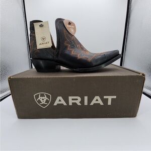 Ariat Dixon Low Heel Western Boots Womens 7.5B Bohemian Black Booties NEW in Box